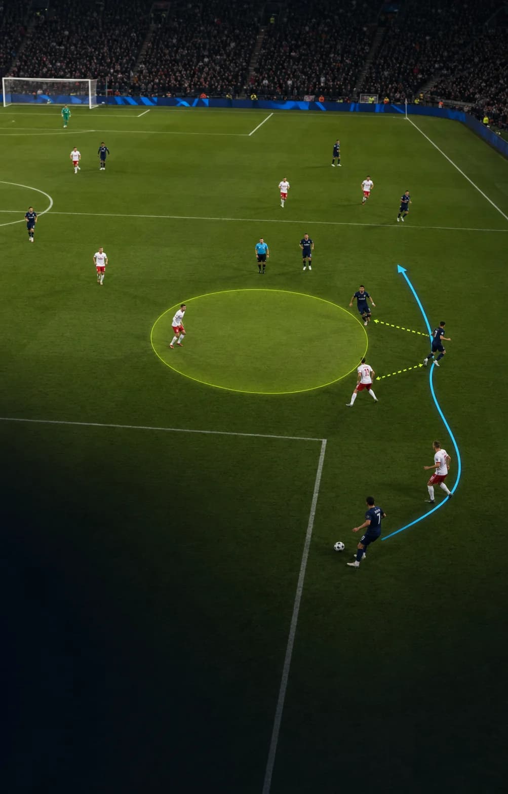 Football space creation analysis showing a decoy run opening a central pocket